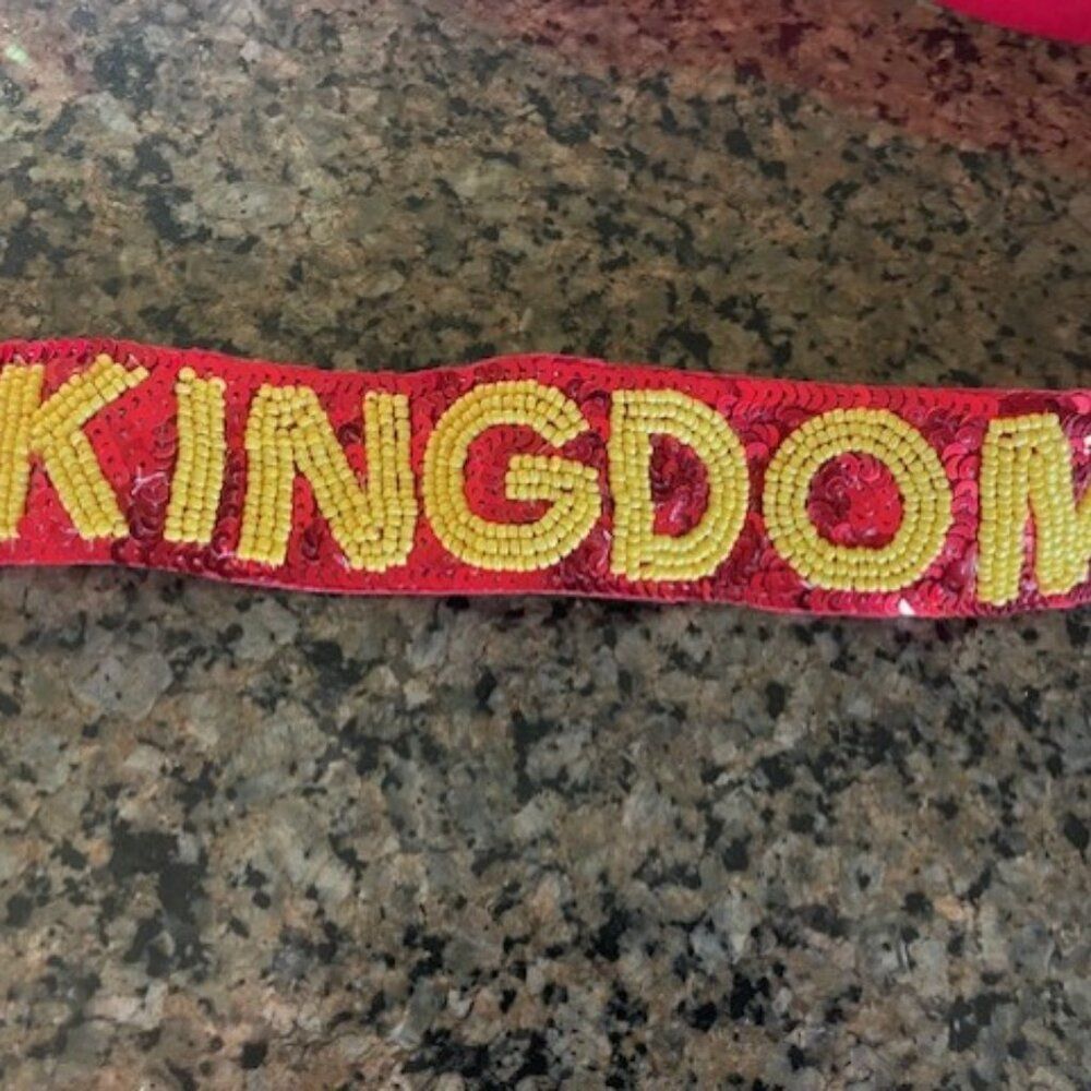 NEW Kansas City Chiefs Football KC Red Gold  Clear Bag Beaded Purse Strap - Picture 6 of 11